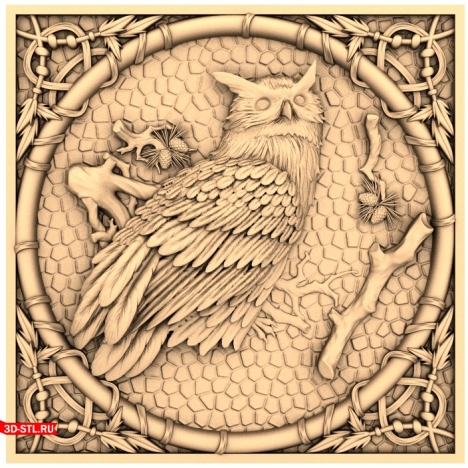 Framed Owl Panel - 3D CNC model