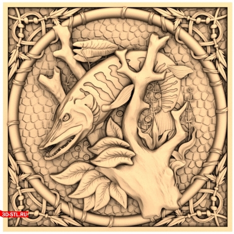 Pike panel in a frame - 3D model for CNC