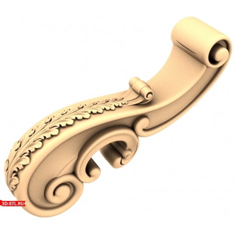 Finial Vintage Curl - STL model for CNC