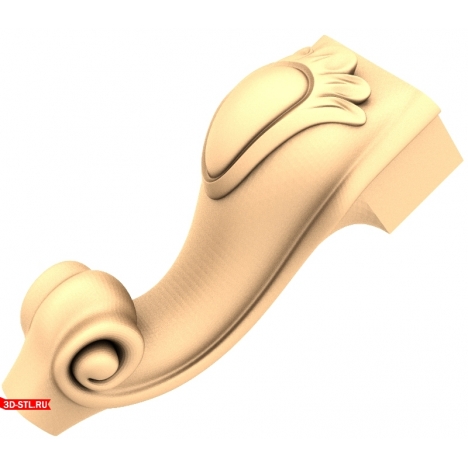A graceful leg with a curl - a 3D model for CNC in STL format