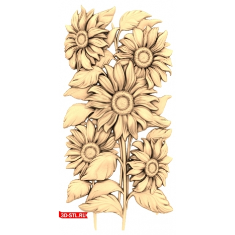 3D model of Sunflower composition for CNC