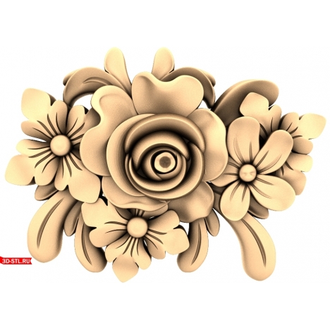 3D Floral Model for CNC - Rose and Violets