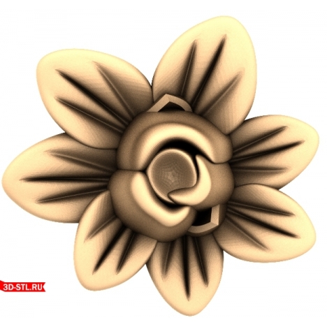 3D STL Model of Rose and Lilies for CNC