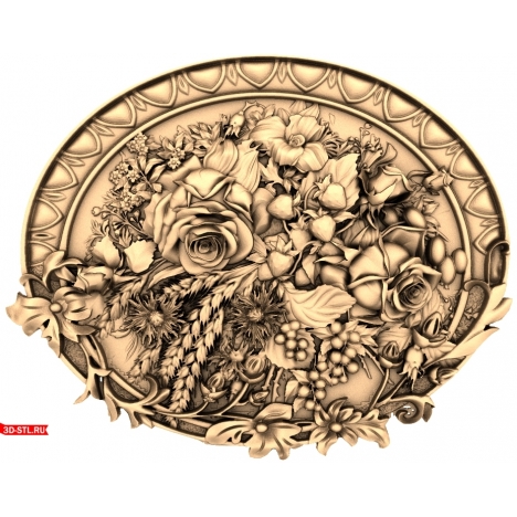 An elegant arrangement of roses and lilies - 3D STL model for CNC
