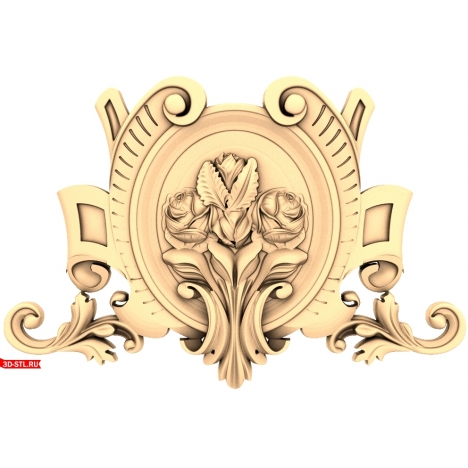 3D model of a rose in a frame for a CNC machine