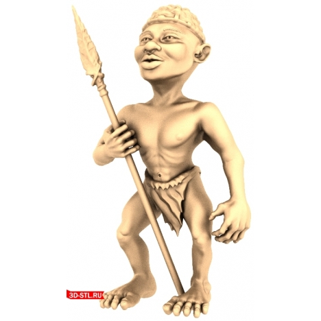 Native American with a Spear - 3D Printable Model