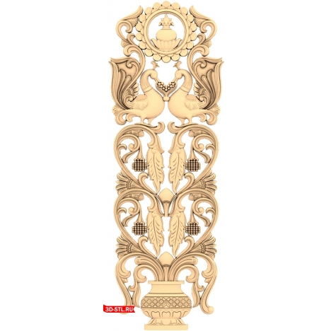 Graceful Peacocks - STL door model for CNC