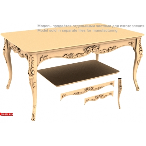 Elegant carved table in STL format