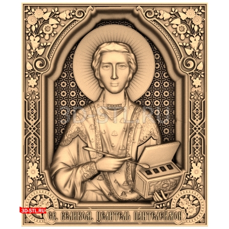 Icon of St. Panteleimon the Healer - 3D model for CNC