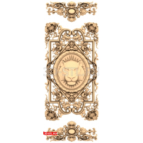 Lion Shield Decor - 3D STL model for CNC machine