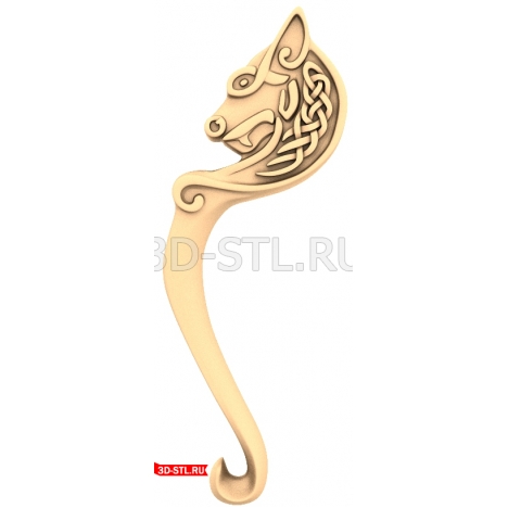 Decor in STL format - 3D model of a wolf's head with Celtic patterns