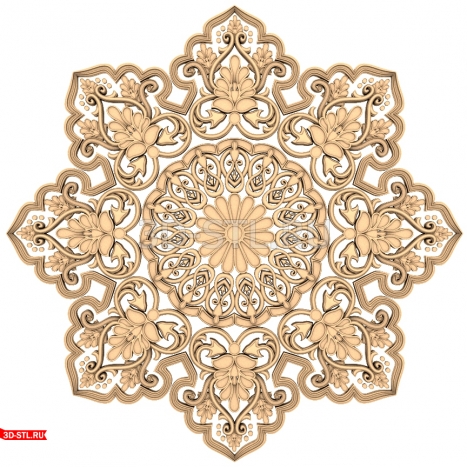 Floral Ornament Decor - 3D STL model for CNC