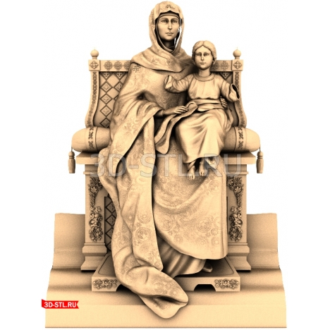Icon of the Virgin Mary Enthroned without Halos - 3D model for CNC