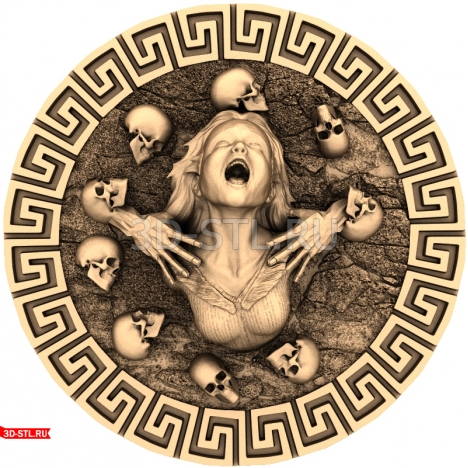 Death Medallion Panel - 3D model for milling
