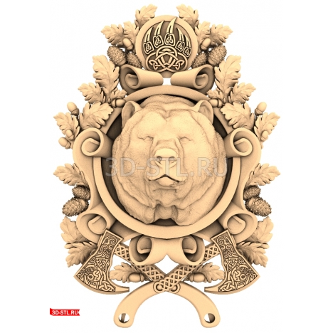 Grizzly Bear Panel - 3D STL Model for CNC