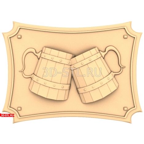 Beer Mugs Panel - 3D CNC Model