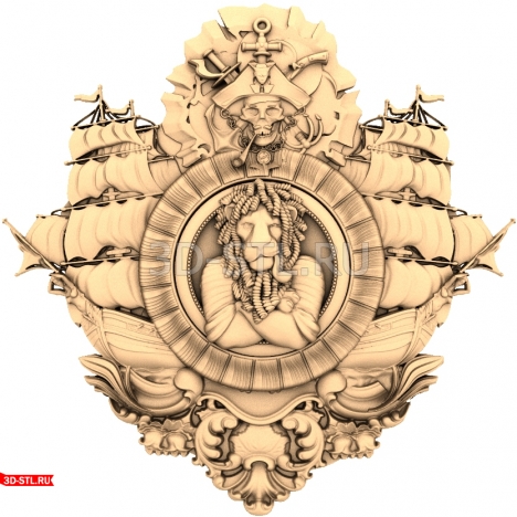 Pirate Lion Panel - 3D model in STL format for CNC