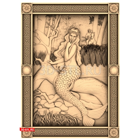 Mermaid Panel - 3D model for CNC