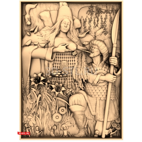 Panel of the Goddess of Fertility - 3D model for CNC