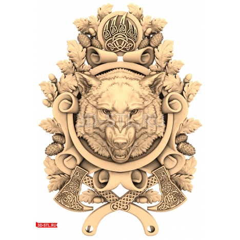 Wolf Head Panel - 3D CNC Model