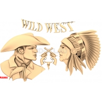 Panel Indian with a cowboy Wild West