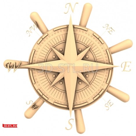 Compass Panel - 3D model for milling