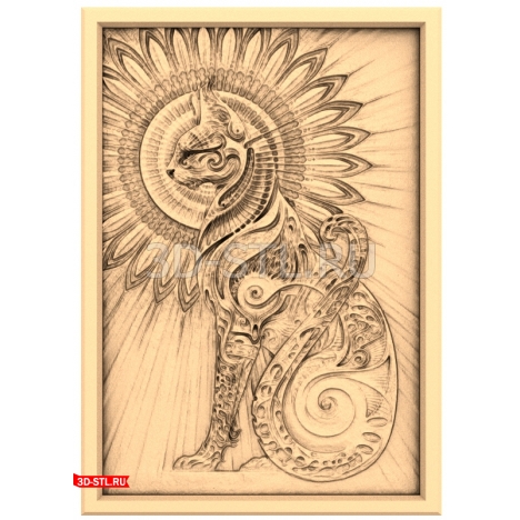 Engraved Cat Panel - 3D model for CNC