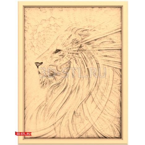 Lion engraving panel - STL model for CNC