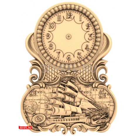 Pirate Ship Clock - 3D STL model for CNC