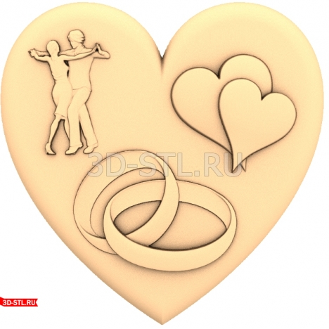 Wedding Heart Panel - STL 3D model for CNC machine