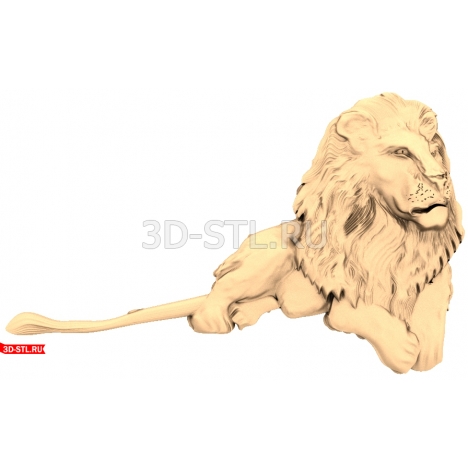 Reclining lion - 3D STL model for CNC