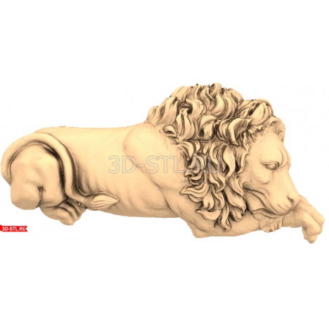 Reclining lion - 3D STL model for CNC milling