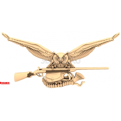 Owl with a Gun panel - 3D model for CNC