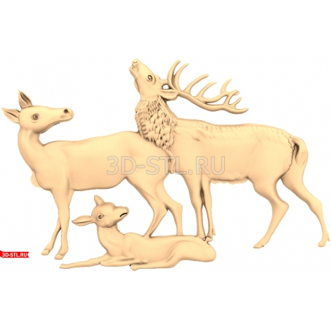 Deer and fawn - 3D STL model for CNC