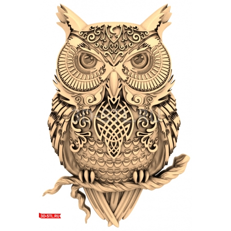 Patterned owl - 3D model for CNC