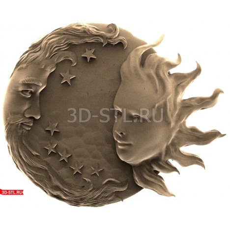 3D STL model of the Sun and Moon for CNC