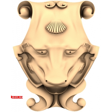 Lion Shield Decor - 3D STL model for CNC