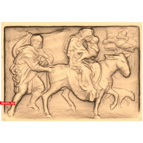 The Flight into Egypt panel - 3D STL model for CNC machine