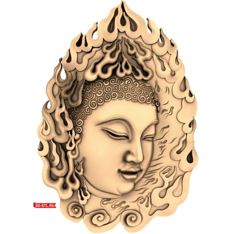 Buddha Wood Texture Panel - 3D CNC Model