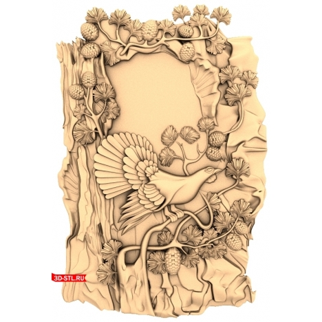 Wood grouse panel - 3D model for CNC