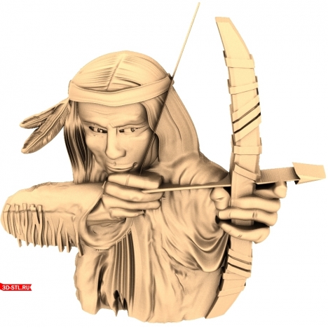 Native American Archer Panel - 3D STL model for CNC