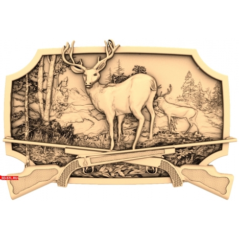 Deer in the Forest panel - 3D model for CNC