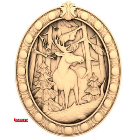 Deer in the Forest panel - 3D STL model for CNC