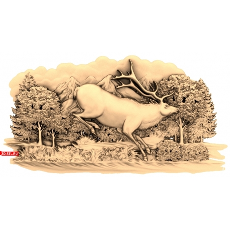 Running Deer Panel - 3D CNC model