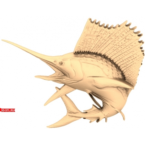 Marlin Fish Panel - 3D STL model for milling