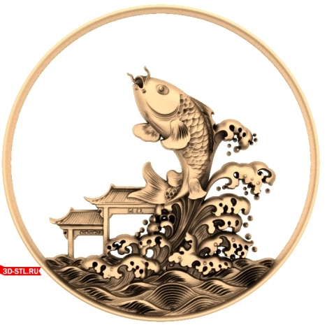 Fish from the Sea panel - 3D STL model for CNC