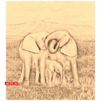 Panel "Family of Elephants"