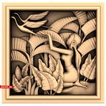 Panel Antique panel with birds