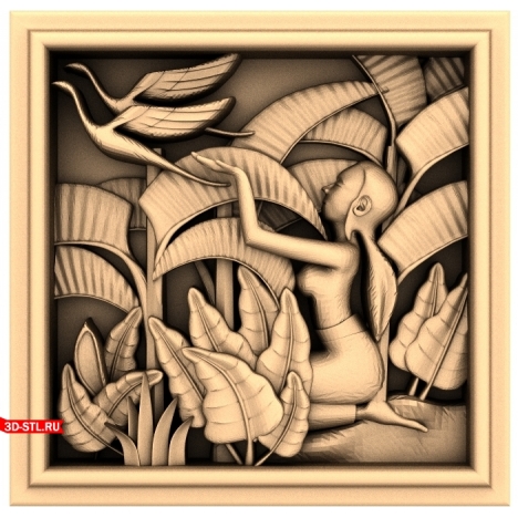 Antique Bird Panel | 3D STL Model for CNC