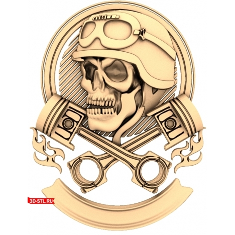 Skull in a Helmet Panel - 3D STL Model